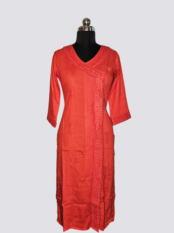 Nyra Red Long Sleeve Kurta – Bold and Elegant